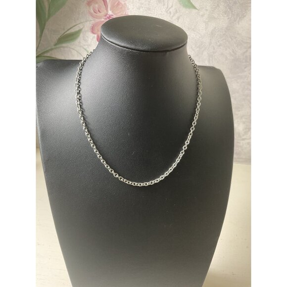 Silver-Tone Stainless Steel Chain Necklace 16"/40.5cm Lobster Clasp Unisex - Picture 1 of 4
